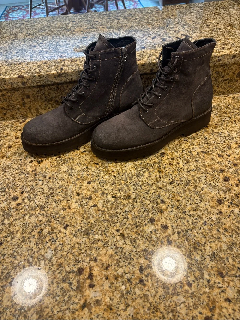 UNTAMED STREET Dark Brown suede leather mens lace up side zip boots 46 13 Camden